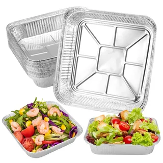 Hejo 30 Stück Grill Aluschalen, 1200ml Alu Grillschalen, Alu Tropfschalen | Aluminium Schalen, 21×21×4,5cm, Multifunktional Grill Schalen für Kochen, Backen, Picknick (Karton-Verpackung)