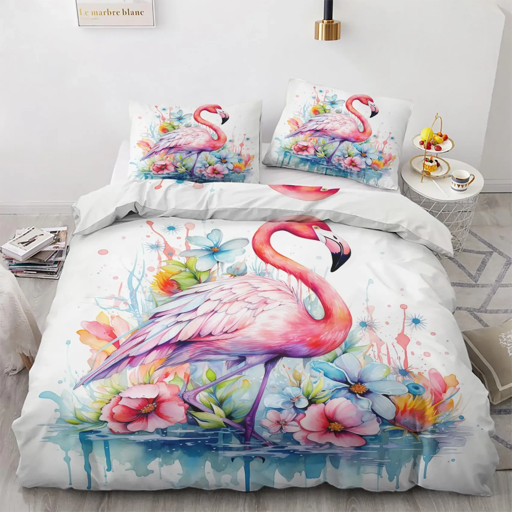 Fusion Kingsize Bettwäsche-Set Mit Flamingo & Tukan-Muster - Beidseitig Bunt, 230x220 Cm