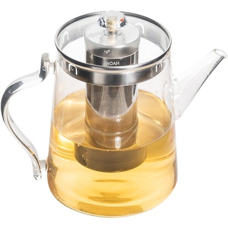 TROPFFREI NOAH Glas Teekanne mit Siebeinsatz – Teekanne Glas 1,7L - Teekanne mit Sieb - Glaskaraffe mit Deckel, Wasserkaraffe für hausgemachte Getränke Eistee und Saft