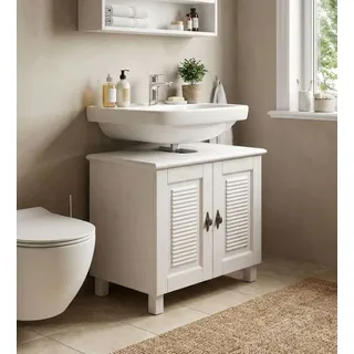 Waschbeckenunterschrank OTTO HOME "Rauna", weiß, B:64cm H:60cm T:39cm, Massivholz, Schränke, Waschbeckenunterschrank, aus massiver Kiefer, Breite 64 cm, Rillenoptik, made in EU