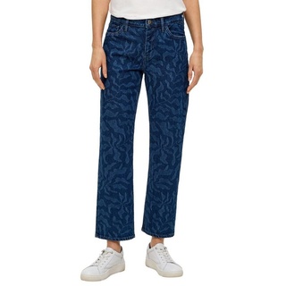 s.Oliver 5-Pocket-Jeans Karolin mit floralem Muster blau