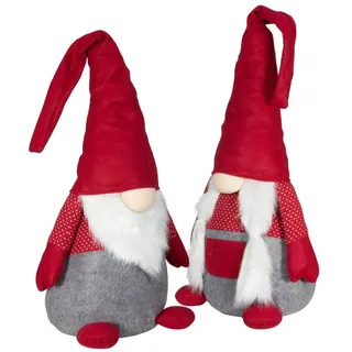 Christmas Paradise Weihnachtsfigur sitzender XXL Wichtel 70cm (110cm) (Dekofiguren, 2 St., im Set), Gnom Pärchen, 2 Designs Mann und Frau, Weihnachtsdeko Rot-Grau rot