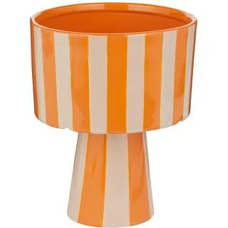 BUTLERS Pflanztopf auf Fuß 16x20cm Steingut -Lines- Übertopf mit Standbein | Dekoratives Gefäß | Dekoration für Balkon & Wohnzimmer