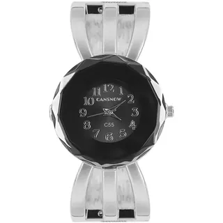 CANSNOW Spangenuhr Damen – Edle Damenuhr mit glitzerndem Design (Silber-Schwarz)