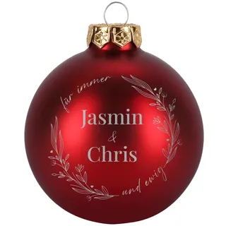 Herz & Heim® Weihnachtskugel aus Glas mit persönlicher Gravur/Rot oder Weiß/Matt oder Hochglanz/Ø 8 oder 10 cm/Verschiedene Motive Ø 10 cm, Rot Matt, Für Immer und ewig