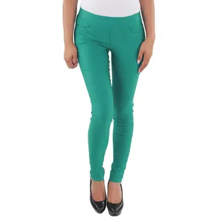 Sotala Damen Skinny Jeggings Röhrenhose Slim Fit Stoff Stretchhose Hüfthose Damenhose Treggings Legging Leggins Jeans Look Optik Hose in vielen Farben Grün L/40 - L