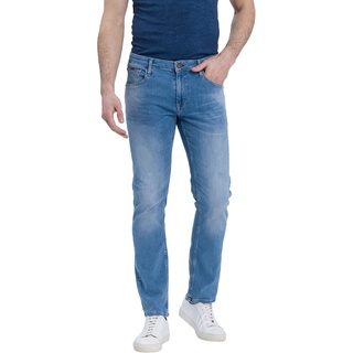 Cross Jeans Herren Jeans Damien Slim Fit Flex Blau 028 Normaler Bund Reißverschluss W 33 L 30