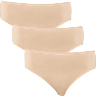 SCHIESSER Damen 3 Pack - Essentials Slip Baumwolle Stretch Unterwäsche, Haut_145425, 38