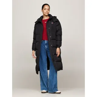 Tommy Jeans Steppmantel TJW ALASKA LONG PUFFER EXT mit seitlichen Schlitzen mit Druckknopfverschluss schwarz S (36/38)
