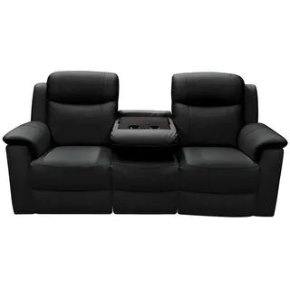 vente-unique Couch Leder 3-Sitzer Schwarz