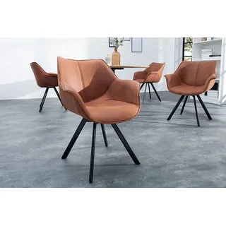 riess-ambiente Esszimmerstuhl THE DUTCH RETRO antik braun/schwarz - Metall, Armlehne, Ziersteppung (Einzelartikel, 1 St), Drehbarer Polsterstuhl m. Auto-Return - ideal f. Wohn- & Arbeitszimmer braun