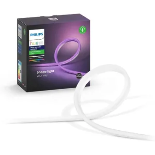 Philips Hue White and Color ambiance Outdoor Lightstrip 2 Meter, Universalstreifenleuchte, Bluetooth/Zigbee, Weiß, LED, Silikon, Nicht austauschba... - Weiß