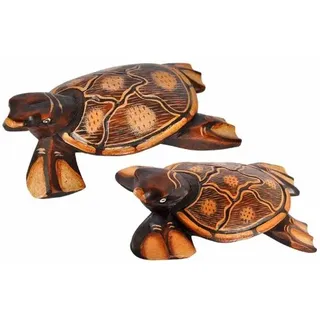 Schildkröte KURA, handgeschnitzt und bemalt, 2 Größen erhältlich, Deko-Schildkröte, Dekoration aus Holz (ca. 15 cm)