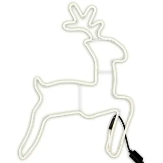 Nipach Rentier beleuchtet 360 LED weiß Deko-Figur 65x52 cm Trafo Leucht-Elch Weihnachtsdeko Weihnachtsbeleuchtung Außen-Deko Fest Xmas, Klar