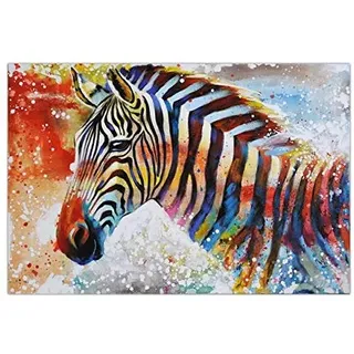 Buntes Zebra-Wandkunst-Bild Modernes Tier-Leinwand-Malerei-Druck-Plakat-Wand-Leinwand-Bild, für Kinderzimmer-Dekor Kein Rahmen (Size : 30X40CM Unframed)