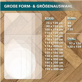 karat homeliving Karat Bodenschutzmatte für Hartböden Polycarbonat XXL 190 x 200 cm
