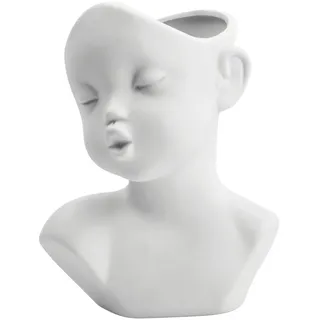 Hoxfly Keramik Vase Weiß, Klein Skulptur Kunst Blumenvase Deko, Modern Minimalistische Kopf Gesicht Vasen, Vase für Pampasgras Blumen Trockenblumen Tischdekoration, für Wohnzimmer Home Deko