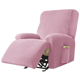 Stuhlhusse Liege Sessel Bezug Sesselschoner für Fernsehsessel mit Taschen, HAMÖWO rosa