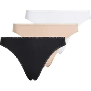 Tommy Hilfiger Damen 3er Pack Slips Bikini Form mit Spitze, Mehrfarbig (Misty Blush/White/Black), XL