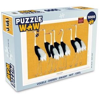 MuchoWow Puzzle Vögel - Tiere - Schwarz - Weiß - Gelb, 1000 Puzzleteile, Foto-Puzzle, Bilderrätsel, Puzzlespiele, Klassisch bunt