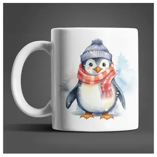 WS-Trend Tasse Süßer Winter Pinguin Coffee Kaffeetasse Teetasse, Keramik, Geschenkidee 330 ml weiß