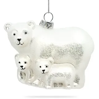 SIKORA Eisbär Familie Christbaumschmuck Glas Figur Weihnachtsbaum Anhänger