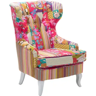Beliani Ohrensessel MOLDE Stoff 70 x 100 x 80 cm Pink/Mehrfarbig