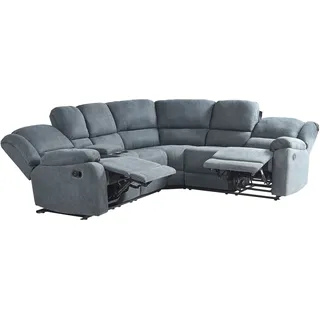 Beliani Ecksofa Dunkelgrau Stoffbezug 5-Sitzer 2 Getränkehalter Kammer Manuell Verstellbar Sesselfunktion Relaxfunktion Modern Wohnzimmer - Couches, Wohnlandschaften, Ecksofas