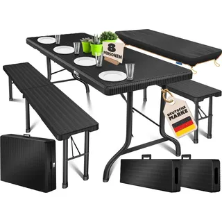 Kesser Polyrattan Bierzeltgarnitur 3-tlg. schwarz