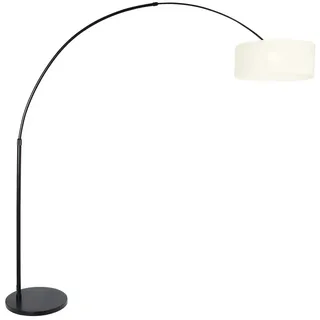 Stehleuchte Standlampe Wohnzimmerleuchte Bogenlampe Schwarz-Weiß Leinen H 200 cm