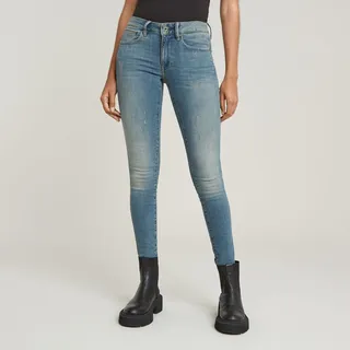 G-Star Midge Zip Mid Waist Skinny Jeans Light Vintage Aged Destroy 24 30