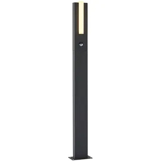 Lucande LED Außenleuchte Virgalia mit Bewegungsmelder (spritzwassergeschützt (Modern) in Schwarz aus Aluminium (1 flammig,) - Wegeleuchte Pollerleuchte Wegelampe Sockelleuchte