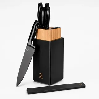 Glissimo Messerblock mit 5-teiligem Messerset & Magnetleiste, Messerschärfer