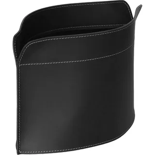 LIMAC Design GIUSY Zeitungsständer modern aus Leder, Zeitschriftensammler, Originaler Zeitungskorb, Bücherkorb, für Zuhause, Büro, Hotel, Hergestellt in Italien. (Schwarz)