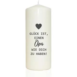 WB wohn trends Spruchkerze, Glück ist einen Opa wie Dich zu haben, 20cm, 765g d8cm, Kerze mit Spruch, Brenndauer ca 70 Std