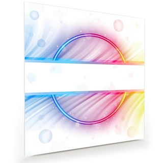 Primedeco Glasbild Wandbild Quadratisch Regenbogen Zirkel mit Aufhängung, Abstrakt rosa