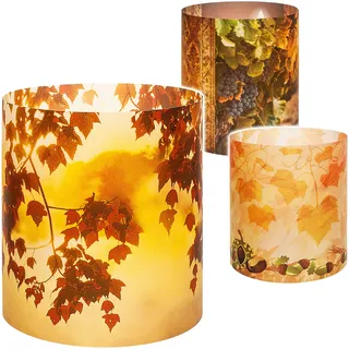 alles-meine.de GmbH 5 Stück - kleine Tischlichter Motiv frei wählbar Bunte Blätter, Kerzen & Wein - Herbst 10 cm - Licht - für Teelichter/Batterie LED Lichter & Kerzen - ..