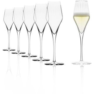 Stölzle Lausitz Champagner Glas Symphony/Elegantes Champagner Gläser Set 6-teilig/Hochwertige Sektgläser aus Kristallglas/Aperitif Gläser/Prosecco Gläser/Sektflöten Glas