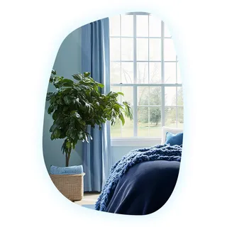 Tulup Spiegel Wand 67,9x47 cm Minimalistisch Industrial Style LED Kaltes Licht Moderner Design Wandspiegel Organische Form Asymmetrischer für Badezimmer, Flur, Esszimmer, Schlafzimmer