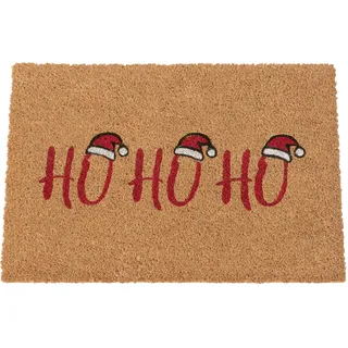 Spetebo Weihnachts Fußmatte HO HO HO aus Kokosfasern - 60 x 40 cm | Türmatte im weihnachtlichen Design, Für Innen und Außen, Fußabtreter, Schmutzfangmatte