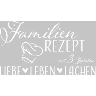 GRAZDesign Wandtattoo Wohnzimmer Familie Familienrezept mit 3 Zutaten, Lustig Sprüche Flur, Küche, Wandaufkleber selbstklebend, Wandsticker modern, 53x30cm, 010 weiss