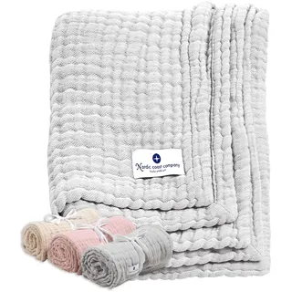 Babydecke Musselin von Nordic Coast Puckdecke Krabbeldecke Spucktuch | Babydecke aus 100 % Baumwolle als Pucktuch, Spucktuch & Stilltuch – weich, atmungsaktiv, Erstausstattung für Neugeborene