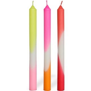 COMFORDER Dip Dye Kerzen, Stabkerzen Bunt (3 Stk.) handgemachte Tafelkerzen mit Farbverlauf, 9 Std. lange Brenndauer, Paraffin, 24 x 2,2 cm (Roza Rot)