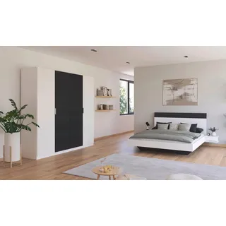 Rauch Schlafzimmer-Set "Monza", weiß (alpinweiß, graumetallic), Bett 160x200cm + ohne Matratze, B/H: 160cm x 200cm, Bett 160x200cm, Holzwerkstoff, Schlafzimmermöbel-Sets, mit Drehtürenschrank Breite 226 cm, Bettanlage in 2 Breiten