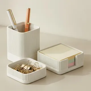 Ästhetisches Schreibtisch-Organizer-Set für Ihr Büro, stabiles Schreibtischzubehör aus Beton für Damen oder Herren, wertet jede Bürodekoration auf – Set inkl. Stifthalter, Büroklammer-Aufbewahrung und