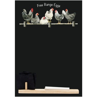 Chalkboards UK Free Range Eggs Kleine Memo-Tafel, Kreidetafel, Küchenkreidetafel mit Tablett, Kreidestück und Filzradierer, Holz, Schwarz, 29.7 x 20.7 x 1 cm