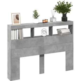 vidaXL LED-Kopfteil mit Ablagen Betongrau 140x17x102 cm