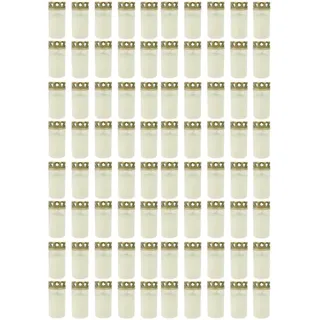 80x Grablicht Brenner Nr. 3 Weiß mit Deckel Grabkerzen Grablicht Grablichtkerze Trauerlicht Gedenkkerze Golddeckel - Weiß