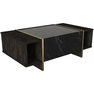 moebel17 Couchtisch, braun dunkelgrau Holzwerkstoff, Rechteckig, 103,8x37,3x60 cm, Wohnzimmer, Wohnzimmertische, Couchtische