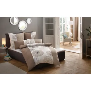 Bettwäsche OTTO HOME "Cison in Gr. 135x200 oder 155x220 cm", grau (taupe), B/L: 135cm x 200cm, 1 Stk., 1 Stk., Biber, B/L: 80cm x 40cm, 2, Biber, Obermaterial: 100% Baumwolle, Bettwäsche, Bettwäsche, florale Bettwäsche aus Baumwolle